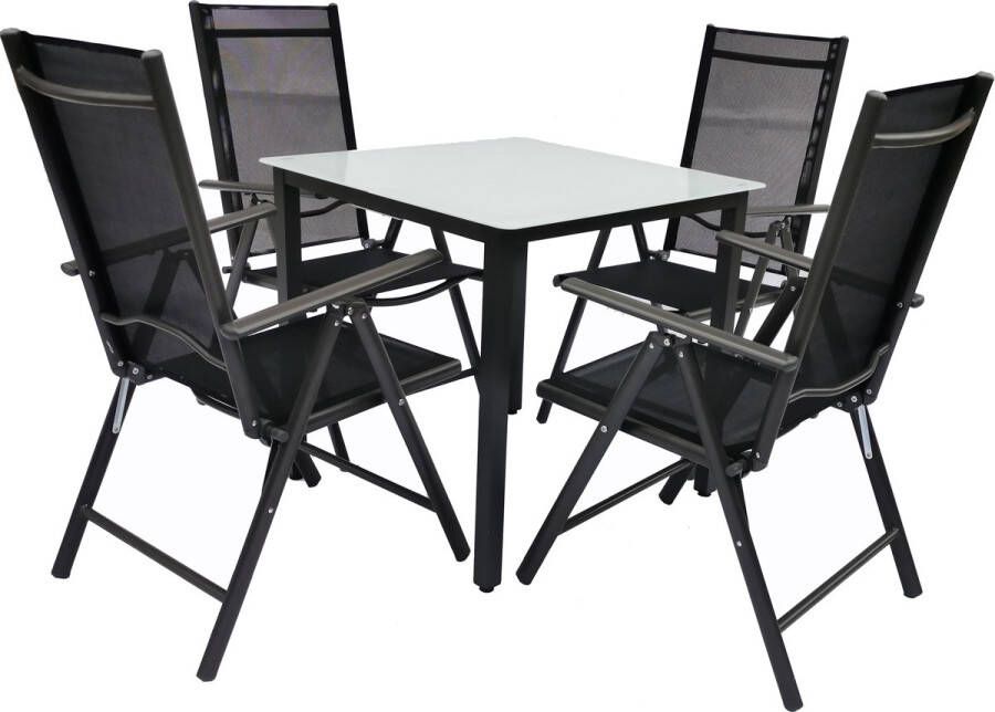 Vcm 5 tlg. Set Gartenmöbel Alu Glas Gartenset Sitzgruppe Essgruppe Tisch Stühle 80 MA