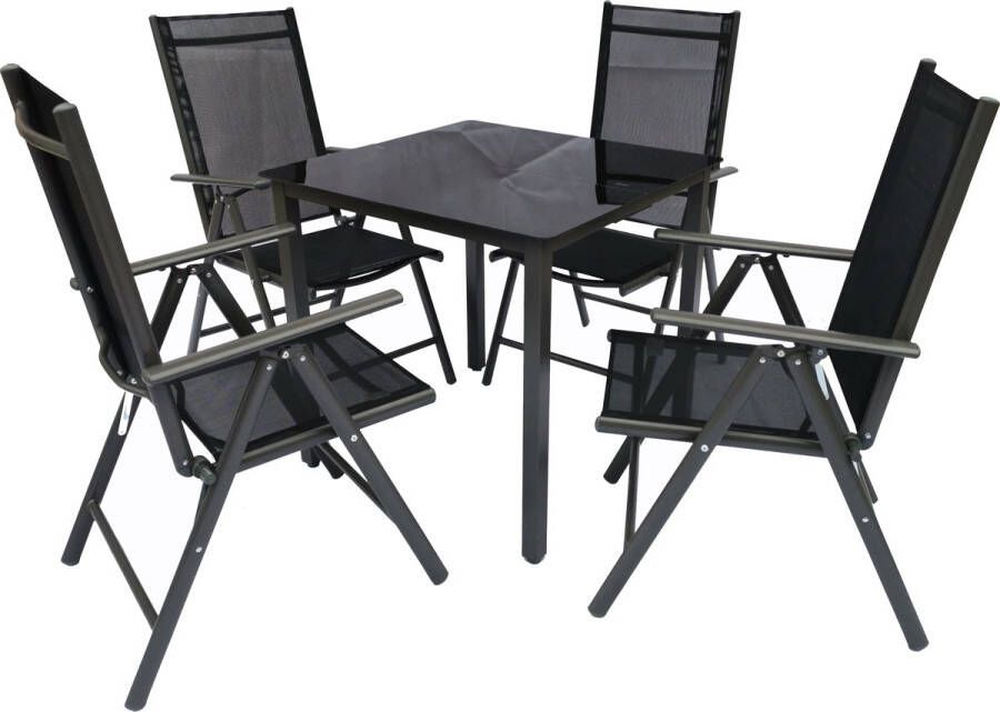 Vcm 5 tlg. Set Gartenmöbel Alu Glas Gartenset Sitzgruppe Essgruppe Tisch Stühle 80 SW