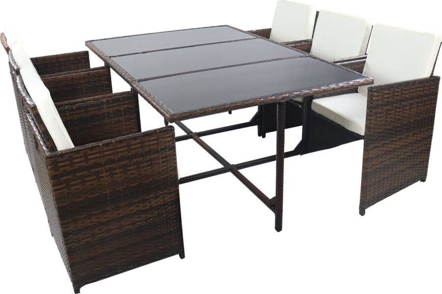 Vcm 7-tlg Gartenmöbel Sitzgruppe Gartenmöbel Glas Tisch Stühle Rattan Raloso