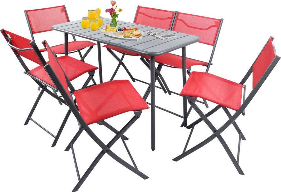 Vcm 7-tlg. Set Bistroset Esstisch Gartenset Balkonset Stuh klappbar Tisch Garten Camping Sumila