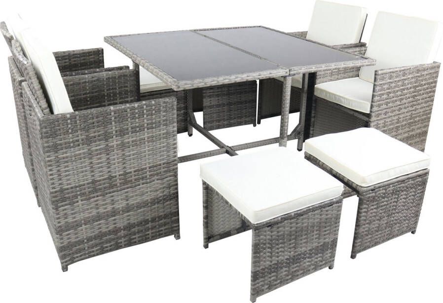 Vcm 9-tlg Gartenmöbel Sitzgruppe Gartenmöbel Glas Tisch Stühle Rattan Raloso