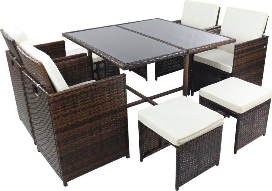 Vcm 9-tlg Gartenmöbel Sitzgruppe Gartenmöbel Glas Tisch Stühle Rattan Raloso