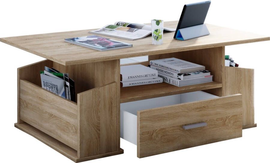Vcm Houten Bijzettafel Salontafel Sofa-tafel Woonkamertafel Lade Junata Houten Bijzettafel Salontafel Sofa-tafel Woonkamertafel Lade Junata