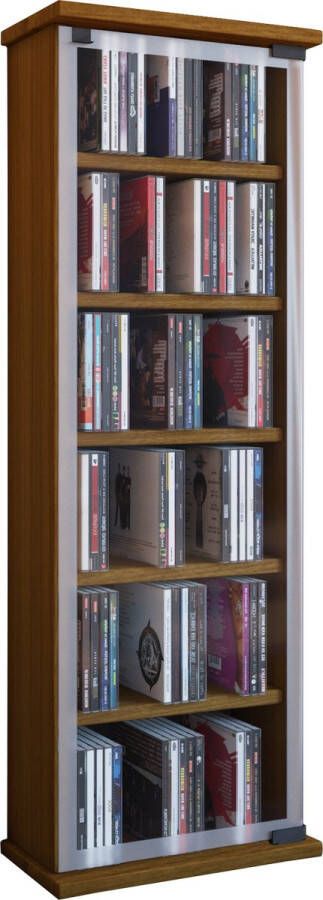 Vcm Houten CD DVD Stand Shelf Kabinet Opbergvloer Stand Klassiek Glazen Deur Houten CD DVD Stand Shelf Kabinet Opbergvloer Stand Klassiek Glazen Deur