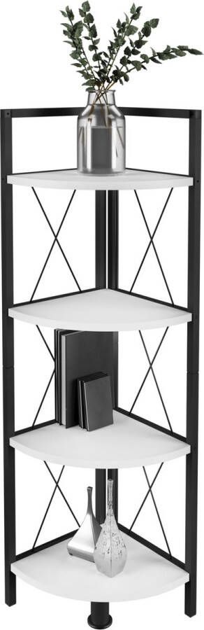 Vcm Houten Metalen Hoekplank Opbergrek Boekenkast Decoratieve Boekenrek Insasi 4