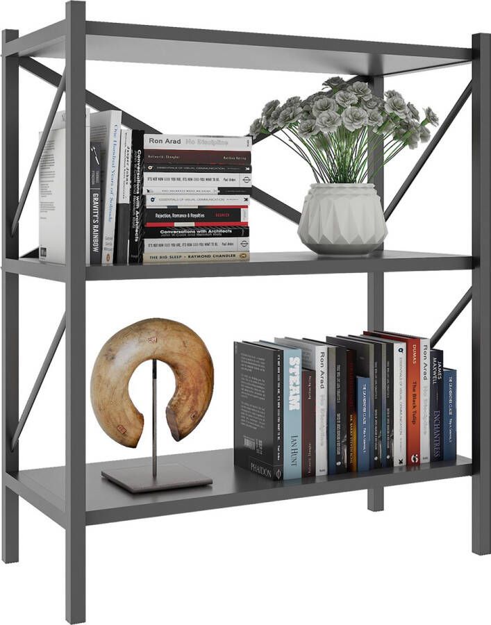 Vcm Houten metalen opbergstandaard boekenkast Decoratieve boekenstandaard Insasi 2 Houten metalen opbergstandaard boekenkast Decoratieve boekenstandaard Insasi 2