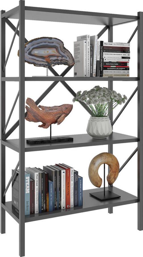 Vcm Houten metalen opbergstandaard boekenkast Decoratieve boekenstandaard Insasi 4 Houten metalen opbergstandaard boekenkast Decoratieve boekenstandaard Insasi 4