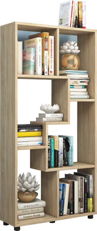 Vcm Houten vloer staande boekenkast Media plank opslag kamerverdeler Deco plank Blina Houten vloer staande boekenkast Media plank opslag kamerverdeler Deco plank Blina