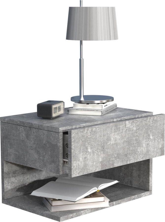 Vcm Houten wandlade Nachtkastje Lade Console Nachtkastje Usal XL 45 cm