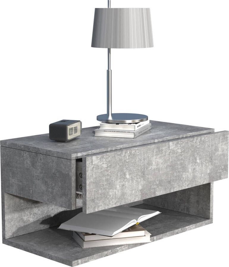 Vcm Houten wandlade Nachtkastje Lade Console Nachtkastje Usal XL 60 cm