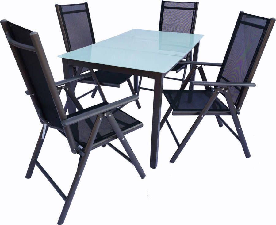 Vcm Set Tuinmeubelen Alu Glas Tuinset Zitgroep Eettafel Stoelen 140 MA Set Tuinmeubelen Alu Glas Tuinset Zitgroep Eettafel Stoelen 140 MA