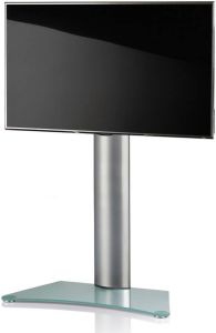 Hioshop Findal TV-meubel met glazen voet Zilverkleurig matglas.