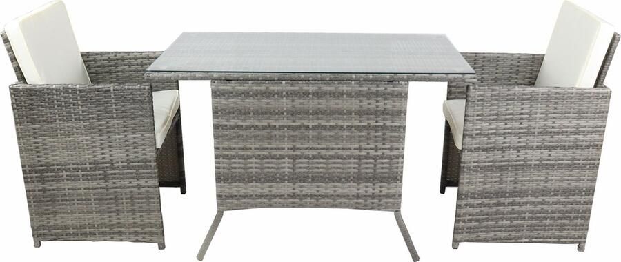 Vcm 3-tlg. Gartenmöbel Sitzgruppe Balkonset Gartenmöbel Glas Tisch Stühle Rattan Raloso
