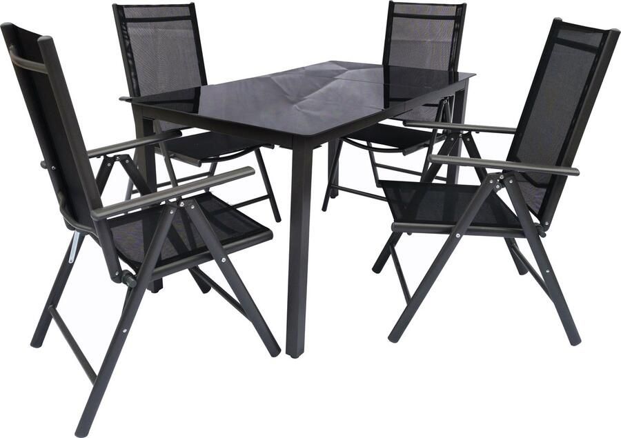 Vcm 5 tlg. Set Gartenmöbel Alu Glas Gartenset Sitzgruppe Essgruppe Tisch Stühle 140 SW