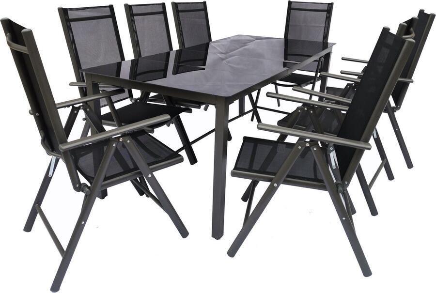 Vcm 9 tlg. Set Gartenmöbel Alu Glas Gartenset Sitzgruppe Essgruppe Tisch Stühle 190 SW