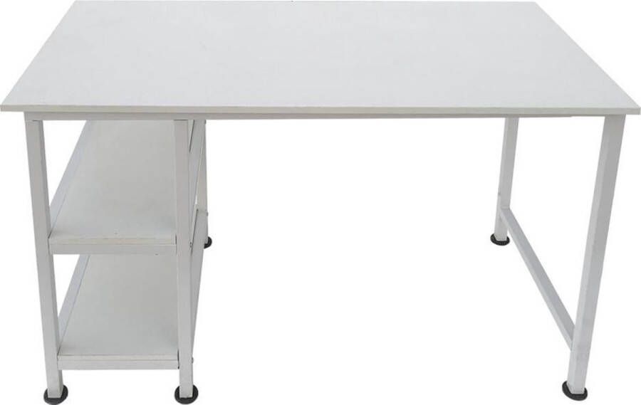 VDD Bureau computer tafel met opbergplanken wit metaal hout 110 cm breed