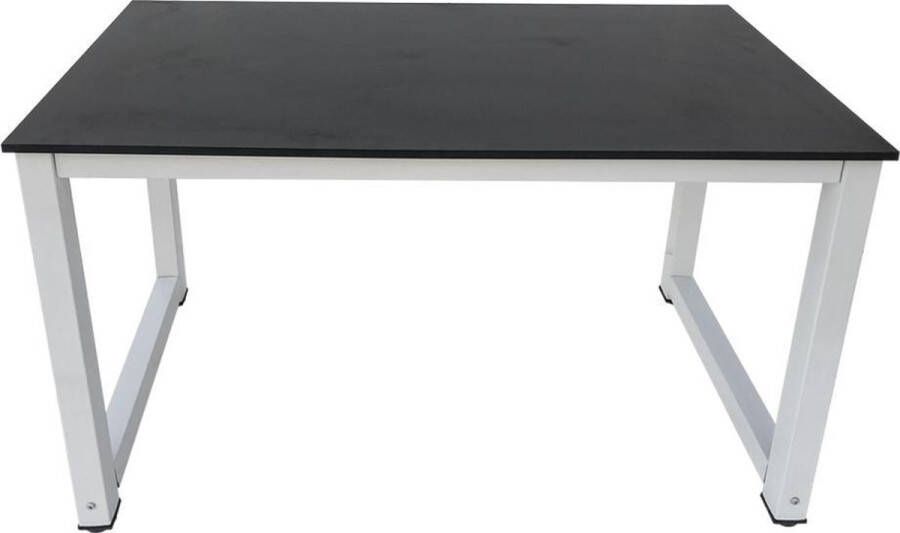 VDD Bureau computertafel keukentafel metaal hout 120 cm x 60 cm -wit met zwart tafelblad