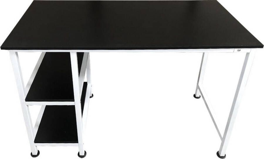 VDD Bureau met opbergplanken computertafel 110 cm breed wit zwart