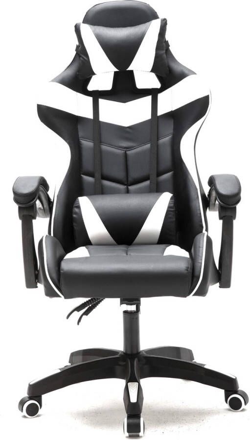 VDD Gaming Gamestoel Cyclone tieners bureaustoel racing gaming stoel wit zwart