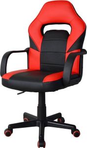 VDD Gaming Gamestoel Thomas junior bureaustoel gaming stijl hoogte verstelbaar rood zwart