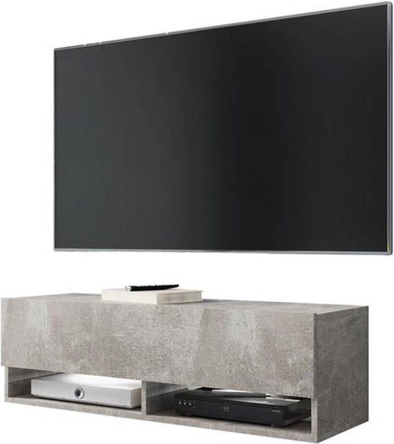 VDD Hangend TV meubel TV dressoir Wander smal model grijs beton uitstraling