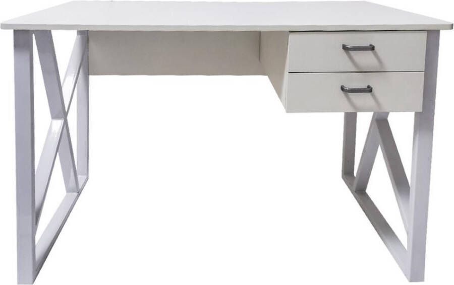 VDD Industrial Vintage Design Bureau computer tafel Stoer laptop buro industrieel modern metaal hout wit