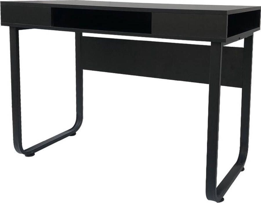 VDD Industrial Vintage Design Bureau computer tafel Stoer sidetable industrieel modern zwart metaal zwart hout 110 cm breed