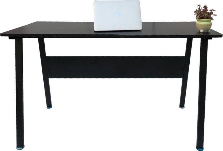 VDD Industrial Vintage Design Computertafel bureau Stoer industrieel modern 130 cm breed zwart frame en tafelblad