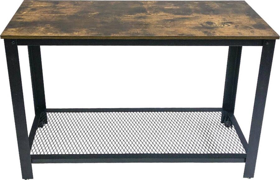 VDD Industrial Vintage Design Sidetable consoletafel Stoer industrieel vintage zwart metaal bruin hout