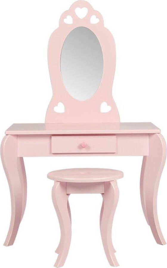 VDD Kaptafel make up visagie tafel hartje design kinderkamer meisje met krukje roze