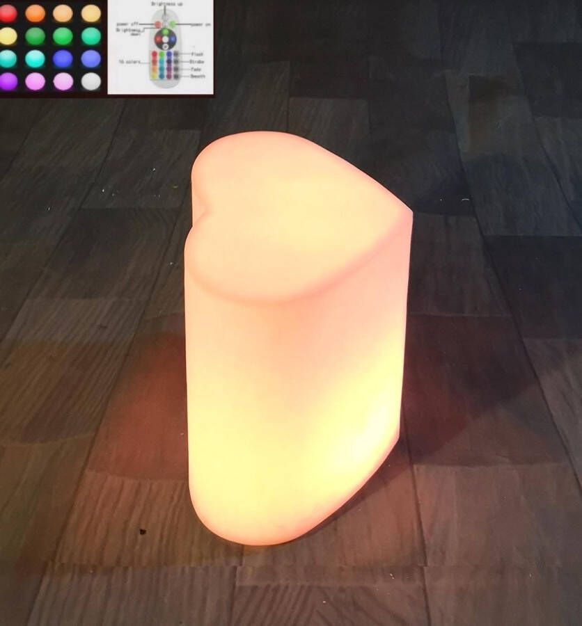 VDD LED Shining LED hartje stoel ambiance 40 CM RGB Wit 16 kleuren oplaadbaar met afstandsbediening