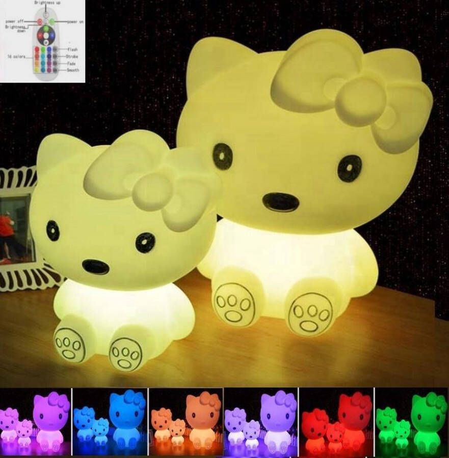 VDD LED Shining Nachtlamp tafellamp kitty poes oplaadbaar met afstandbediening 16 kleuren 30 cm hoog