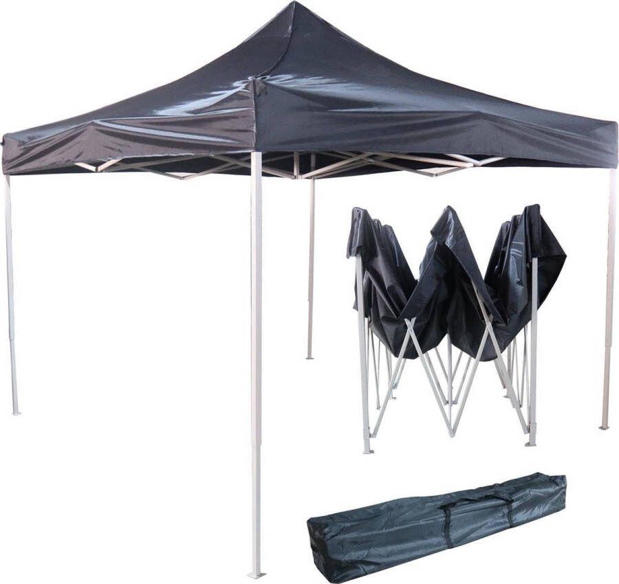 VDD Partytent Easy Up Paviljoen Opvouwbaar Draagbaar Evenementen Tent Camping Waterdicht Met Draagtas Zwart 3 x 3m