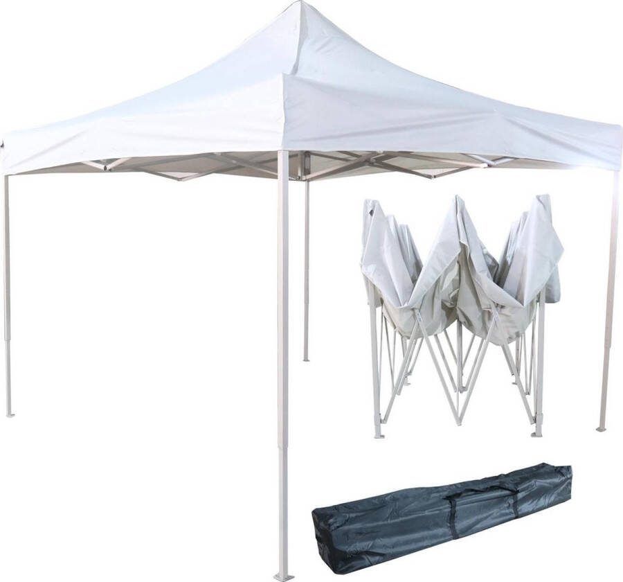 VDD Partytent Easy Up Paviljoen Opvouwbaar Draagbaar Evenementen Tent Camping Waterdicht Met Draagtas Wit 3 x 3m