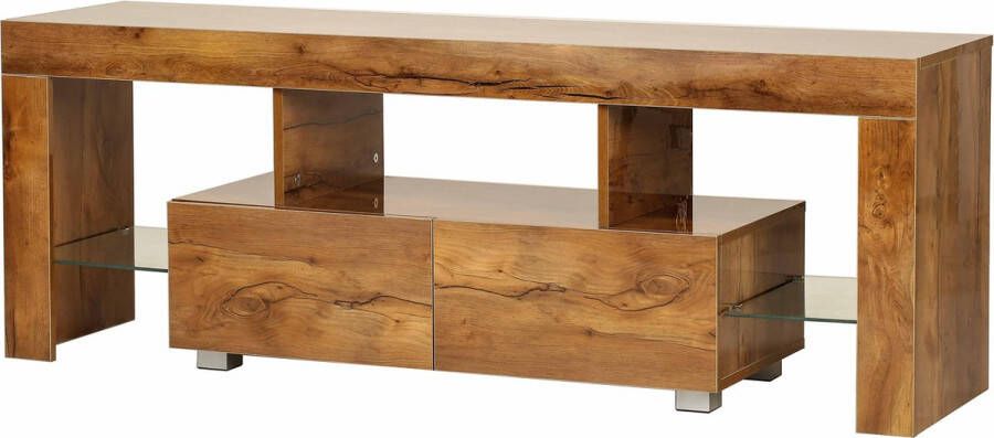 VDD TV meubel Hugo dressoir met Led verlichting 140 cm breed bruin houtstructuur