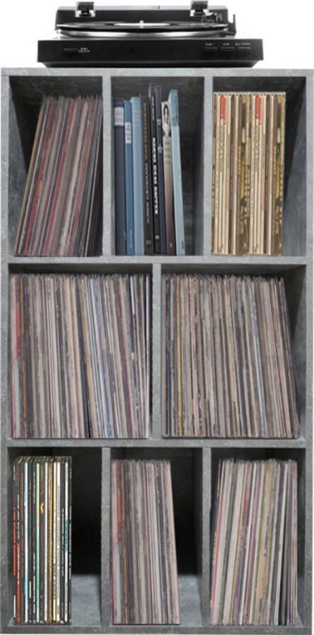 VDD Vinyl Wish LP vinyl opbergkast platenkast opbergen lp vinyl platen boekenkast 8 vakken grijs beton look