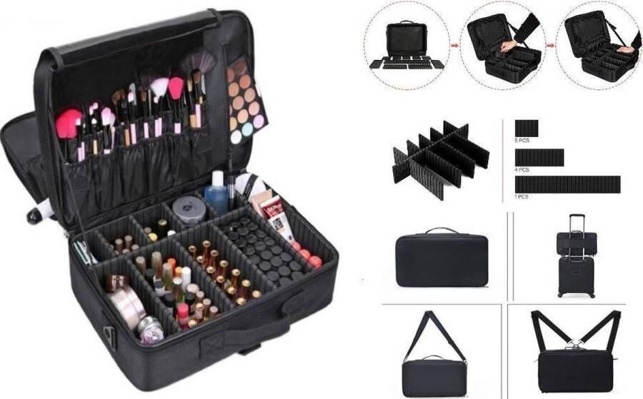 VDD Visagie kappers koffer Make up cosmetica tas beauty case groot 41 x 31 x 14 cm
