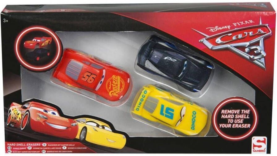 Vdm Disney Pixar Cars Gummen set met Harde Buitenkant 6x3x2 cm – Rood Bruin Geel |Kindergummen |Tekenspullen | Schoolspullen