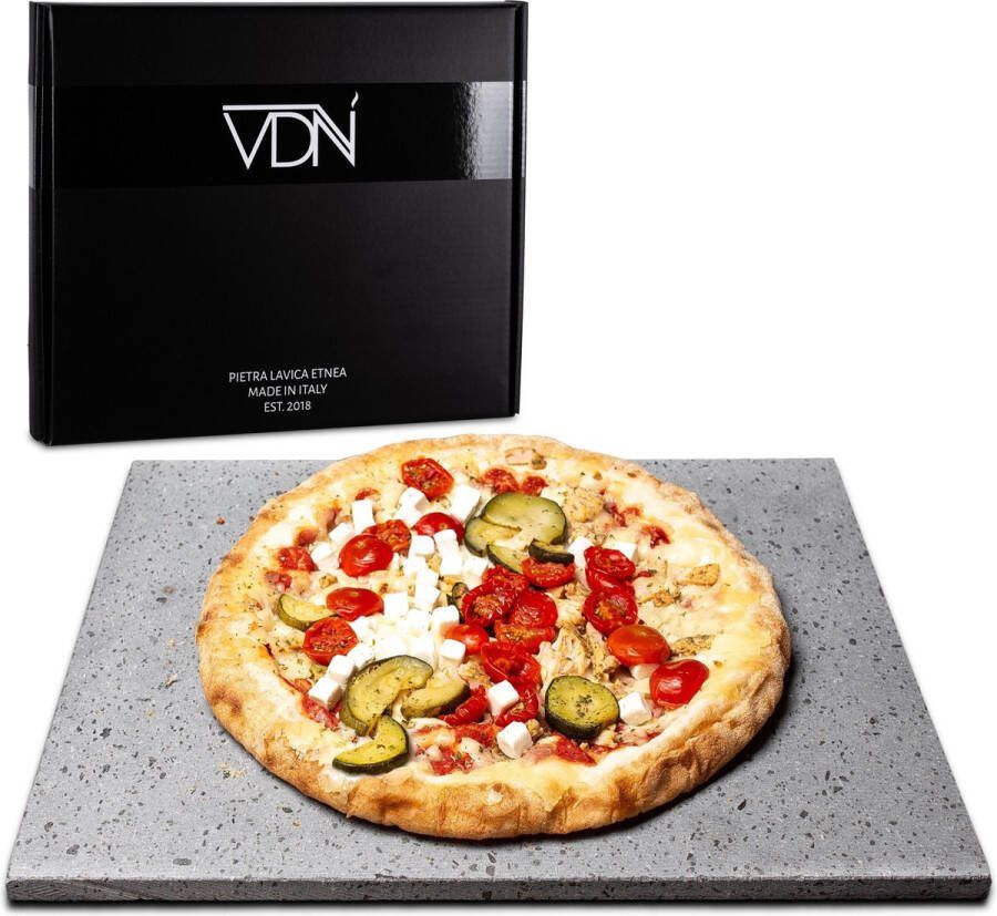 VDN Pizzasteen BBQ oven lava van vulkaan Etna Barbecue accessoires Pizzaplaat Made in Italy Broodbaksteen 30x38x1.1