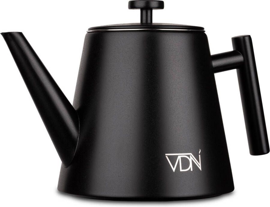 VDN RVS Theepot Dubbelwandig met Filter Zwarte Theekan 1 Liter 904 Kerstcadeau