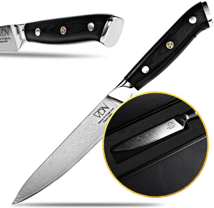 VDN Universeel Officemes damaststaal Elegance serie VG-10 Japans damascus 67 lagen staal