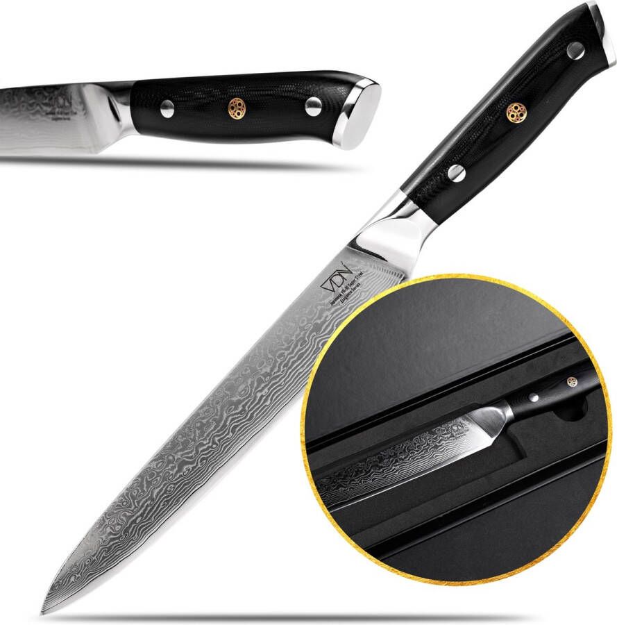 VDN Vleesmes damaststaal Elegance serie VG-10 Japans damascus 67 lagen staal Kerstcadeau