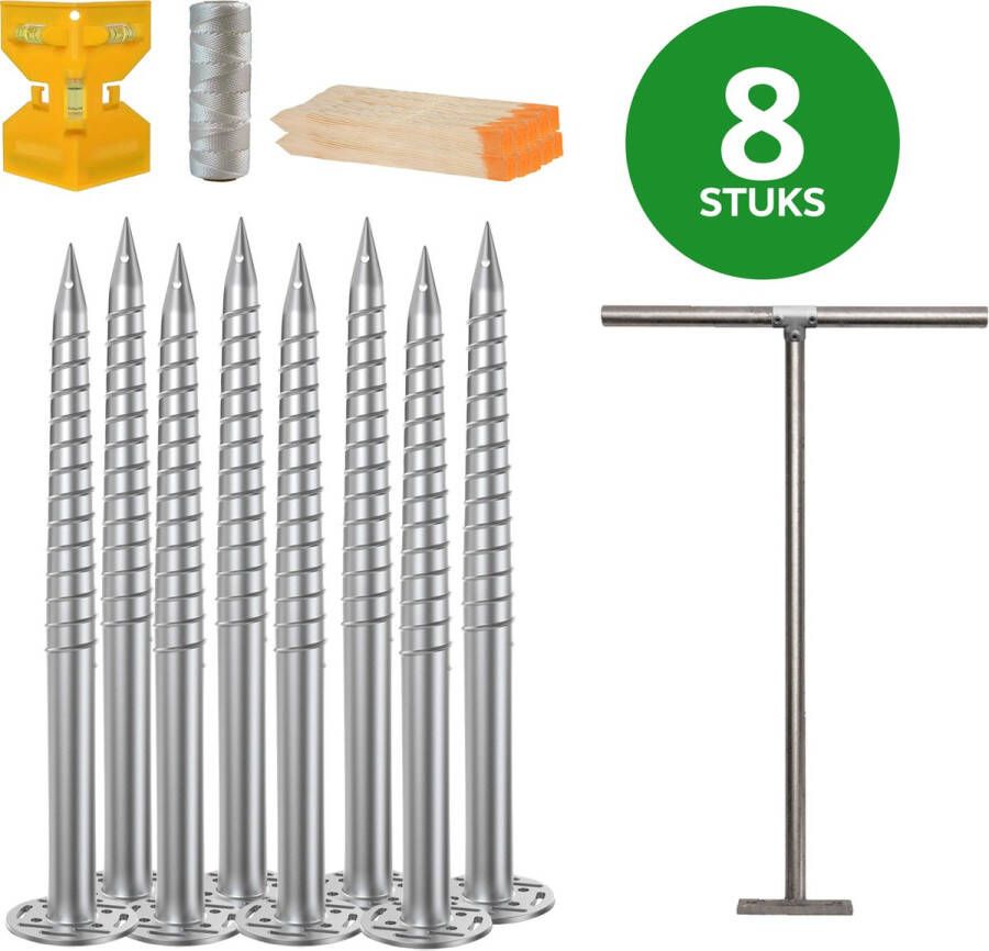 VDSF Schroeffundering Doe-het-zelf Pakket 100cm – 8 Stuks Schroefpaal