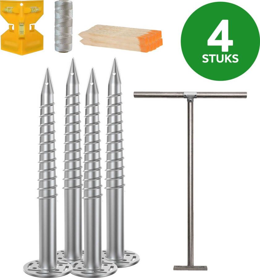 VDSF Schroeffundering Doe-het-zelf Pakket 80cm – 4 Stuks Schroefpaal