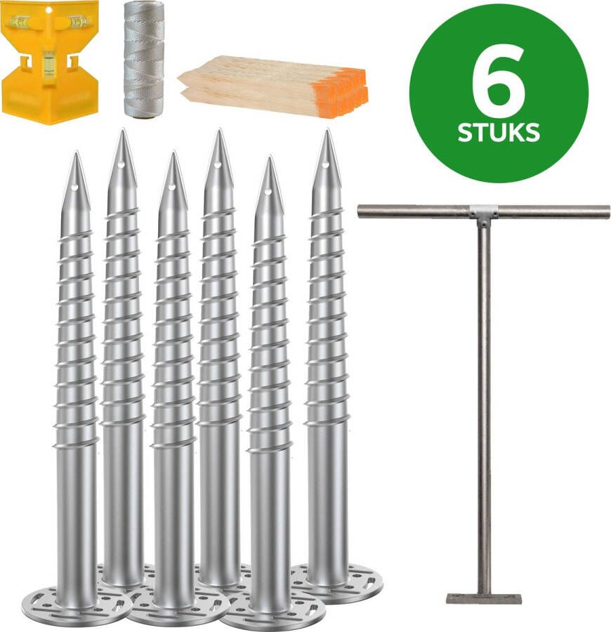 VDSF Schroeffundering Doe-het-zelf Pakket 80cm – 6 Stuks Schroefpaal