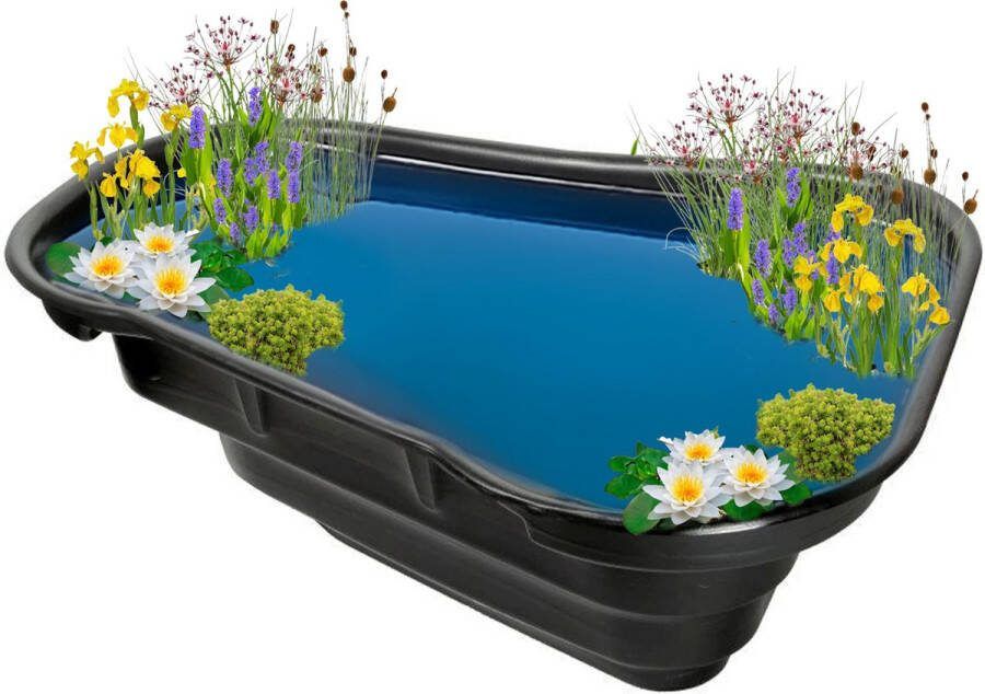 Vdvelde.com Grote Vijverbak Voorgevormde Vijver 1000 Liter Wit Vijver 215 x 170 x 65 cm Complete set + vijverplanten Incl. substraat en bacteriën