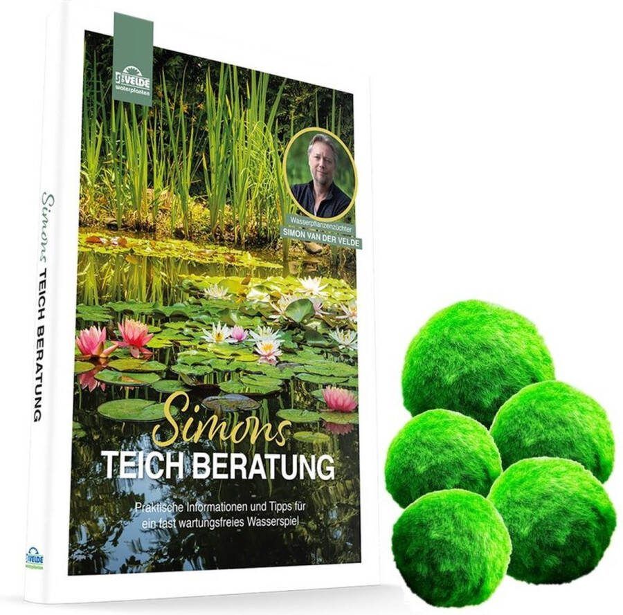 Vdvelde.com Simons Teich Beratung Boek Duits + 5 Mosballen Vijverboek van Vijverspecialist en Waterplantenkweker Simon van der Velde Praktische informatie en tips voor een onderhoudsvrije vijver aanleggen zonder vijverpomp van der Velde Waterplanten
