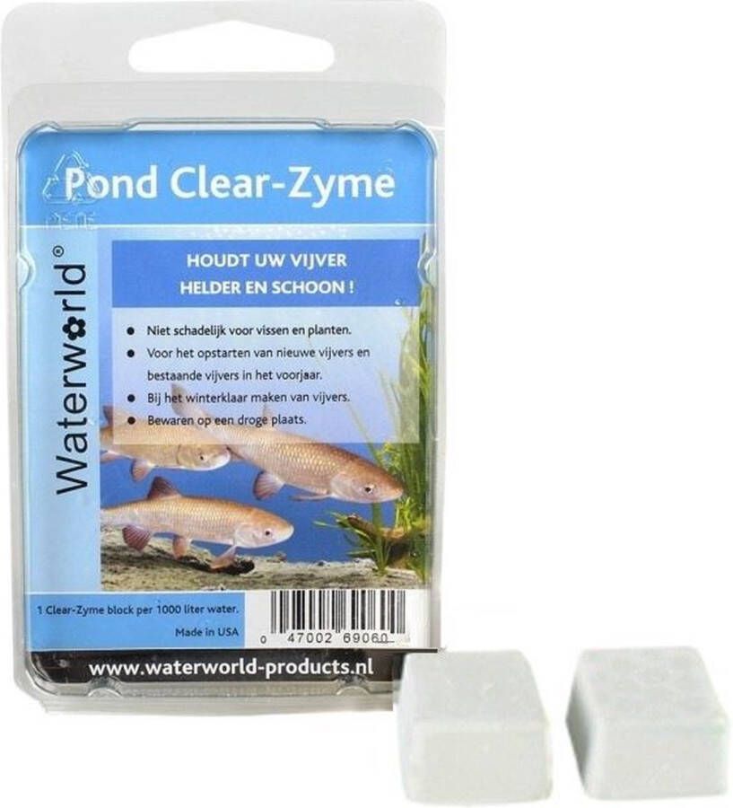 VanderVeldeWaterplanten.nl VDVELDE Pond Clear-Zyme 2 blokjes Vijverbacteriën Algenbestrijding voor helder vijverwater 2 blokken per 1 m³ water Van der Velde Waterplanten