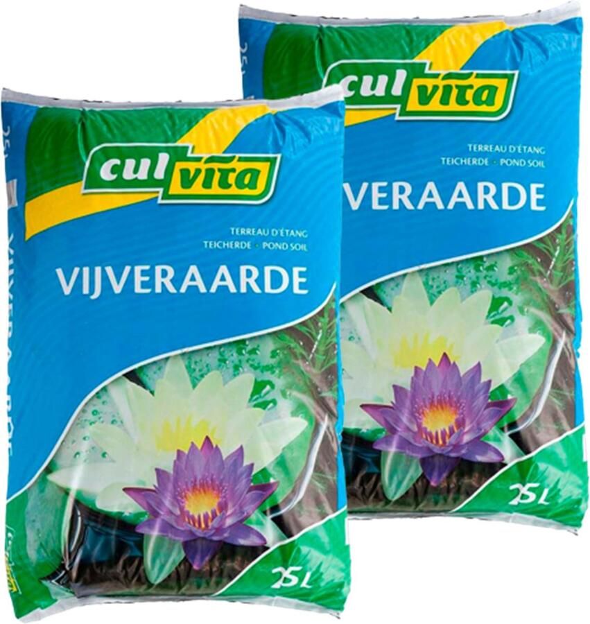 Vdvelde.com Vijvergrond 40 liter Bevat 1-jaar plantenvoeding Bevordert groei en bloei Meng 1:1 met vijverklei