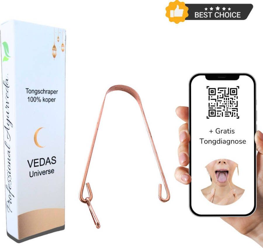 Vedasuniverse Professionele Tongschraper koper Hoogste kwaliteit Meest gebruikt in de Ayurveda 100% Koperen Tongschraper Antibacterieel 1 Stuk